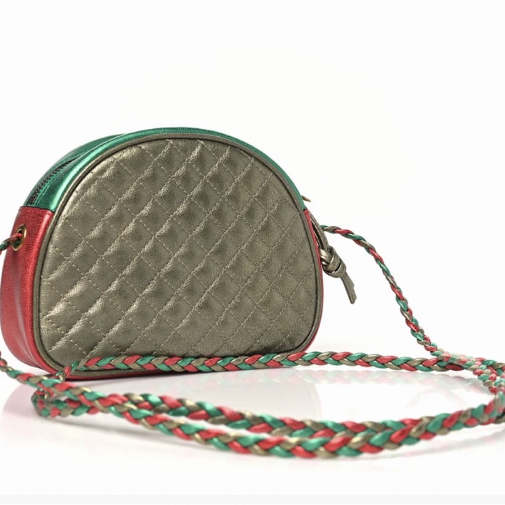 GUCCI Trapuntata bag Limited leather mini red/green metallic vintage - Picture 2 of 16